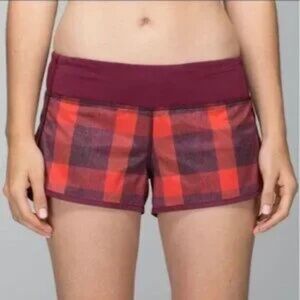 lululemon athletica Red Plaid Athletic Shorts